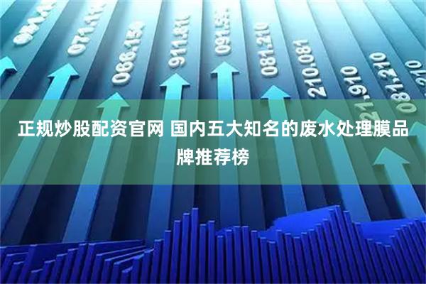正规炒股配资官网 国内五大知名的废水处理膜品牌推荐榜